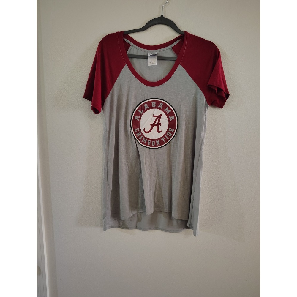 Alabama Crimson Tide Mens Raglan T-Shirt Grey‎ Red Creative Apparel Concepts L